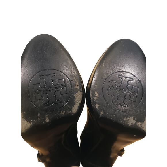 Tory Burch Leather Whitney Ankle Bootie Black/Gold Logo Size 9.5 - Picture 11 of 14